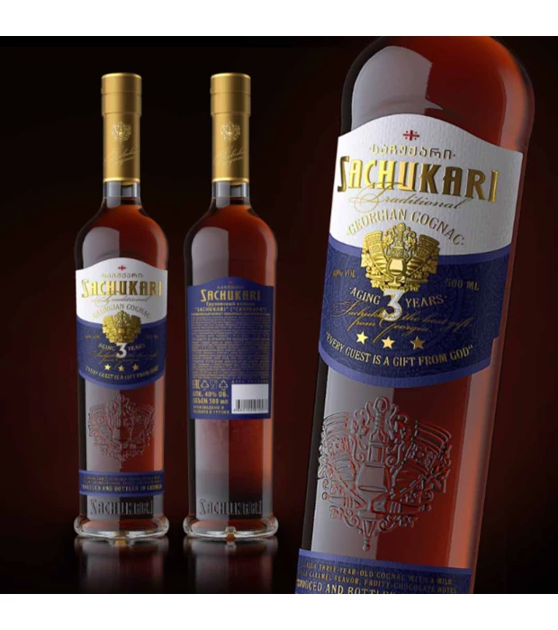 Бренди грузинское Sachukari Georgian Wine Brandy 3 года выдержки 0,5л 40% купить