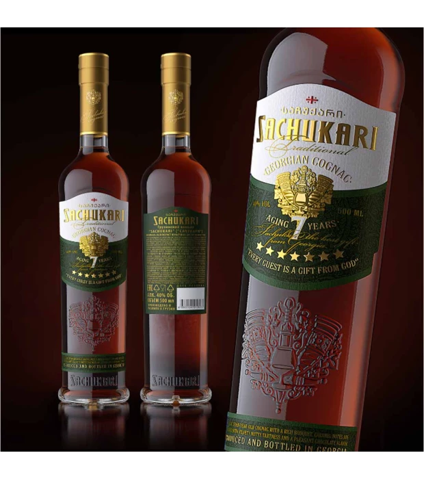 Бренди грузинское Sachukari Georgian Wine Brandy 7 лет выдержки 0,5л 40% в коробке купить
