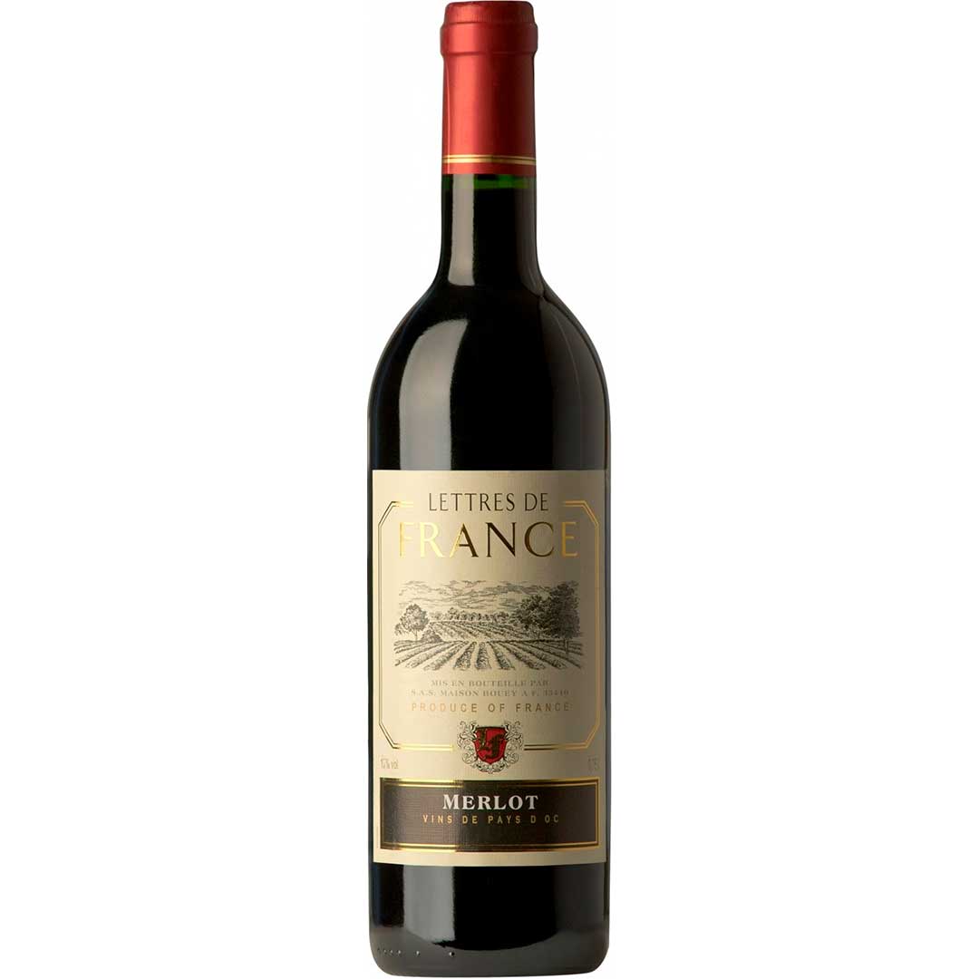 Вино Maison Bouey Lettres de France Merlot червоне сухе 0,75л 13,5% Вино сухе на RUMKA. Тел: 067 173 0358. Доставка, гарантія, кращі ціни!, фото1