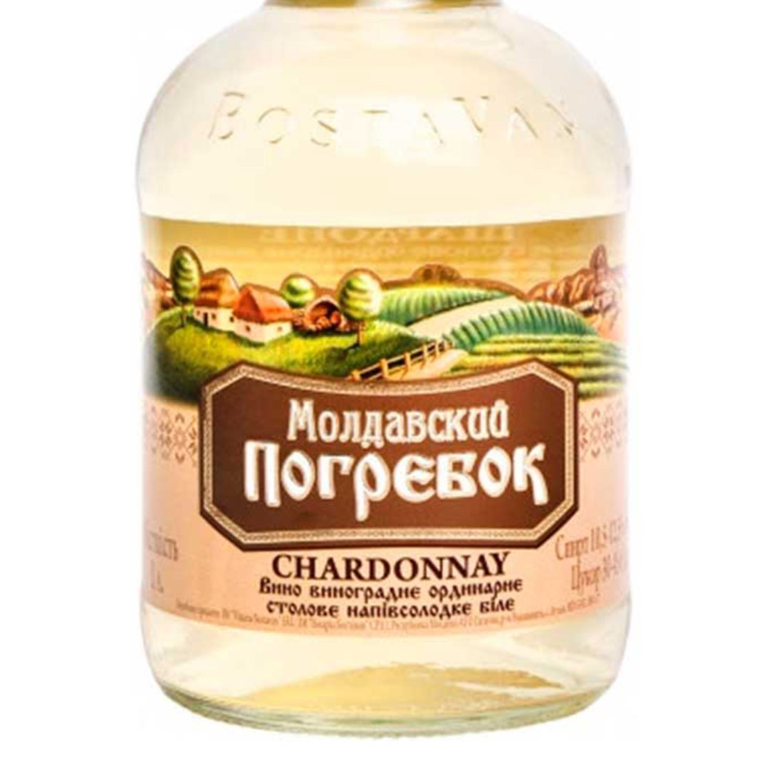 Вино Молдовський погрєбок Chardonnay біле напівсолодке 1л 13% купити