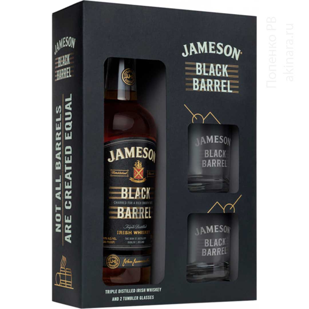 Виски набор Jameson Irish Whiskey Black Barrel Джемисон Black Barrel + 2 стакана 0,7л 40% Бленд (Blended) в RUMKA. Тел: 067 173 0358. Доставка, гарантия, лучшие цены!, фото1