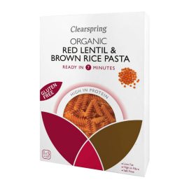 Фузилли из красной чечевицы и коричневого риса органические без глютена Clearspring 250 г