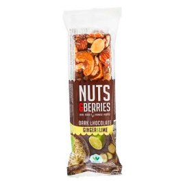 Горіховий батончик з імбиром, лаймом і чорним шоколадом органічний Nuts&Berries 40 г