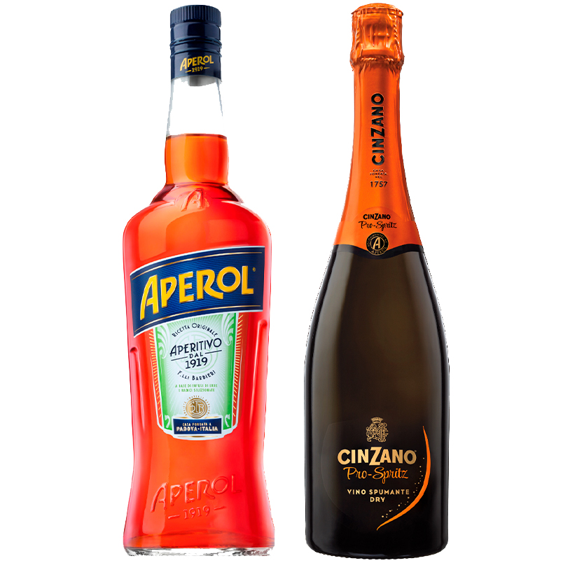 Набір Аперитив Aperol Aperetivo 0,7л 11% + Ігристе вино Cinzano Pro-Spritz біле сухе 0,75л 11% купити