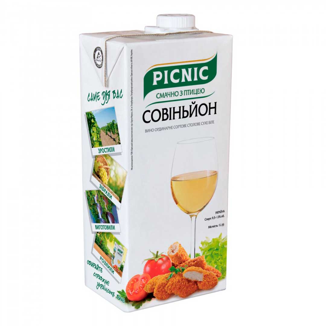 Вино Picnic Sauvignon белое сухое 1л 9,5-13%