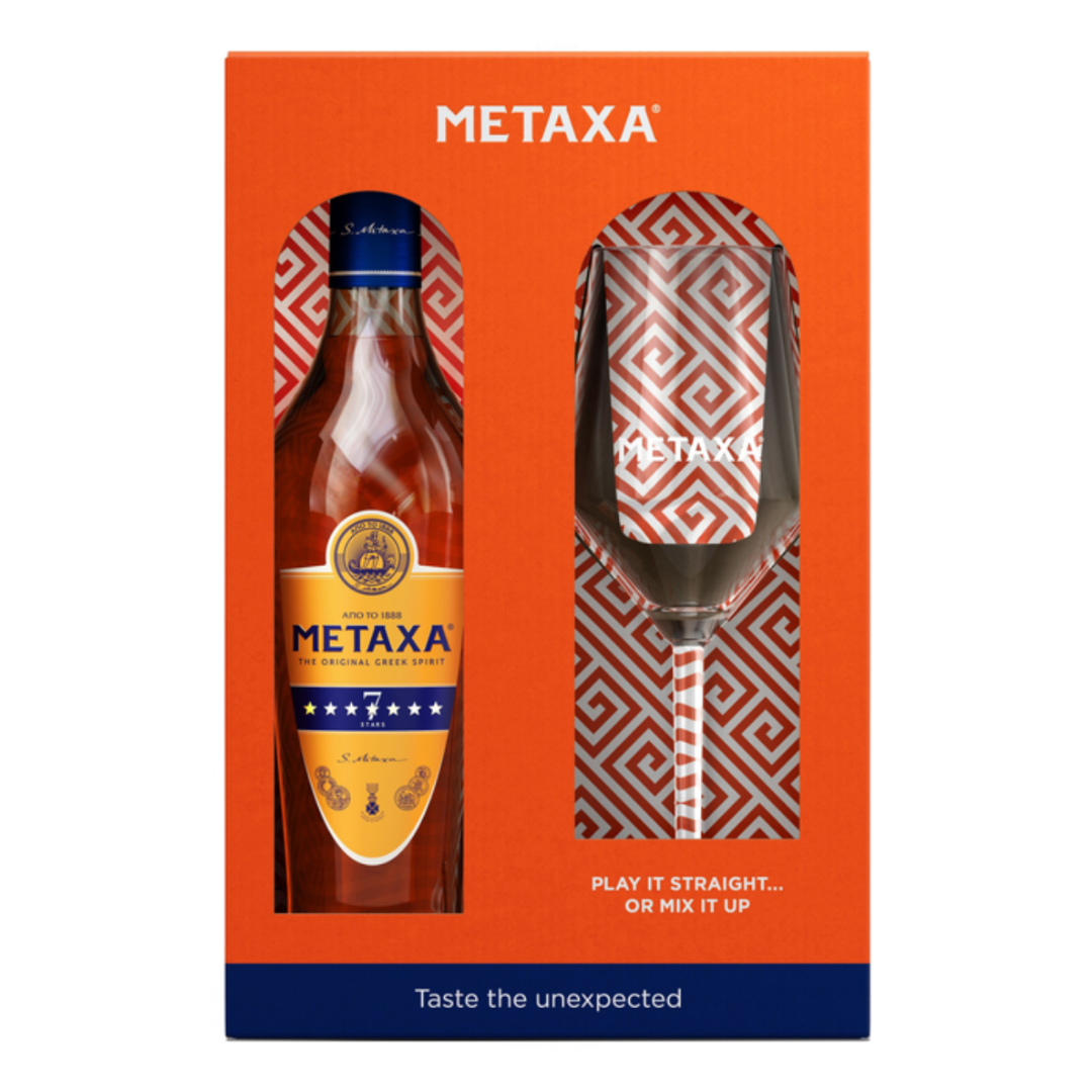 Набір алкогольний напій Metaxa 7 зірок 0,7л 40% + 1 келих