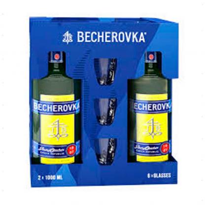 Лікерна настоянка на травах Becherovka 2л 38% + 6 стопок Лікери на RUMKA. Тел: 067 173 0358. Доставка, гарантія, кращі ціни!