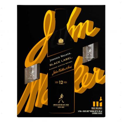 Виски Johnnie Walker Black Label с двумя стаканами 1л 40% Бленд (Blended) на RUMKA. Тел: 067 173 0358. Доставка, гарантія, кращі ціни!