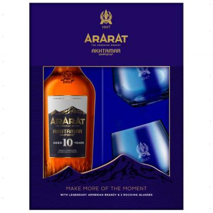 Набор бренди Ararat Akhtamar 10 лет выдержки 0,7л 40% + 2 бокала Подарочные наборы в RUMKA. Тел: 067 173 0358. Доставка, гарантия, лучшие цены!