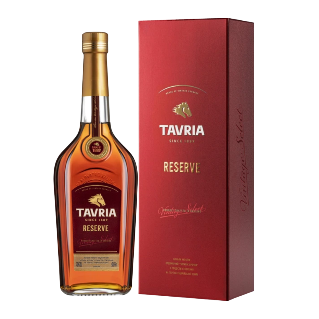 Бренді Tavria Reserve у подарунковій коробці 0,5л 40%