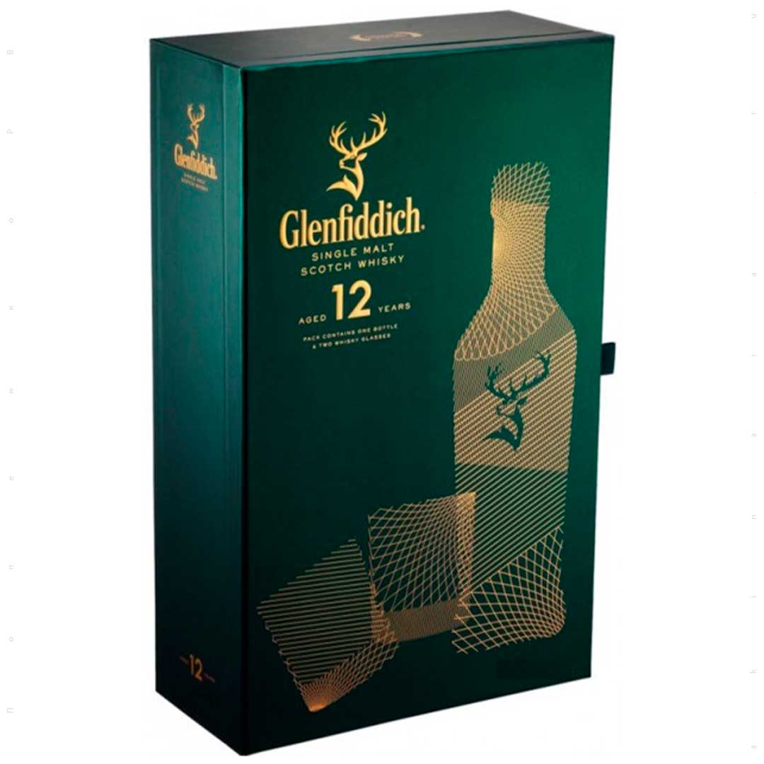 Виски Односолодовый Glenfiddich 12 yo  0,7 л 40% + 2 стакана