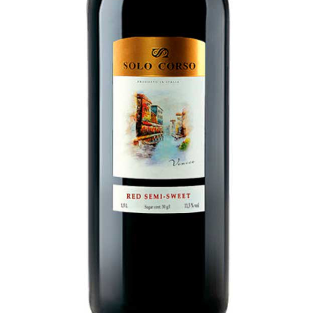 Вино Solo Corso Rosso VDT червоне напівсолодке 1,5л 11% купити