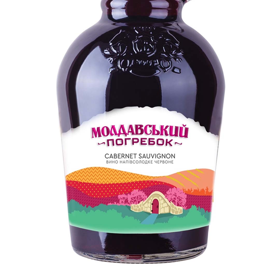 Вино Молдавский погребок Cabernet Sauvignon красное полусладкое 1л 13% купить