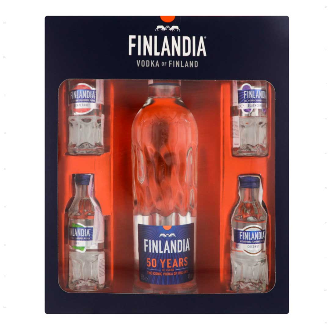 Водка Finlandia 0,5 л 40% + 4 вкусовые миниатюры 0,05л 40%