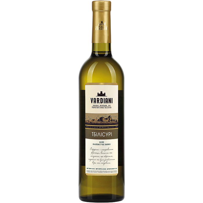 Вино Vardiani Тбилисури белое полусухое 0,75л 9,5-14%
