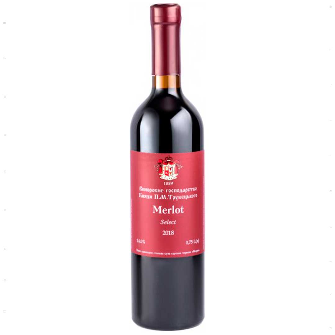 Вино Князь Трубецкой Merlot Select ординарное красное сухое 0,75л 11-14%