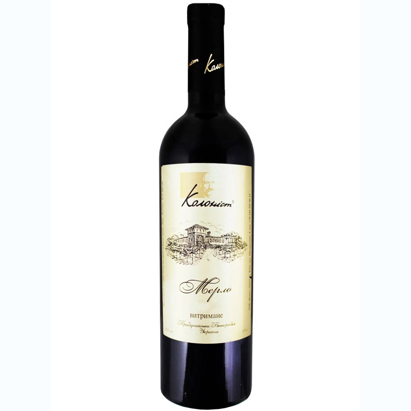 Вино Мерло красное сухое Колонист 0,75 л 14%