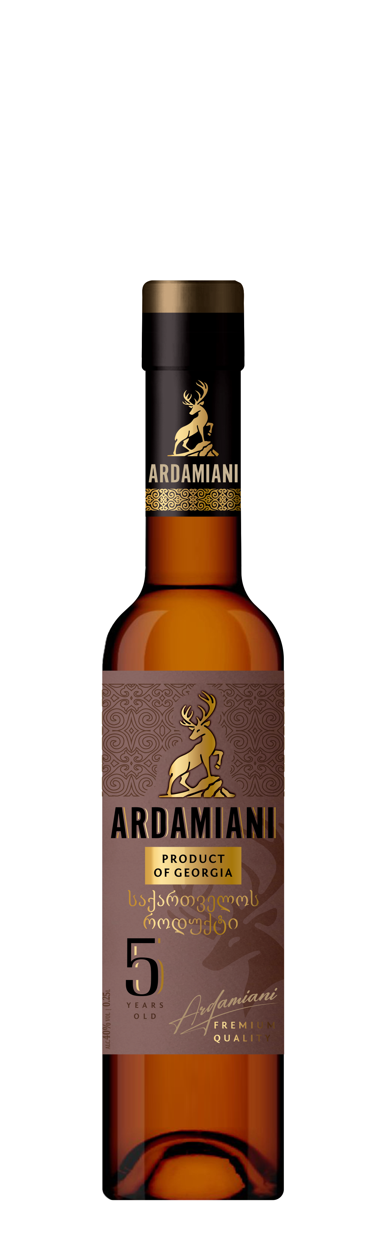 Бренді ординарний Ardamiani витримка п'ять років 0,25 л 40%