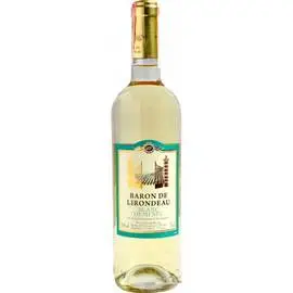 Вино Baron de Lirondeau белое полусухое 0,75л 10,5%