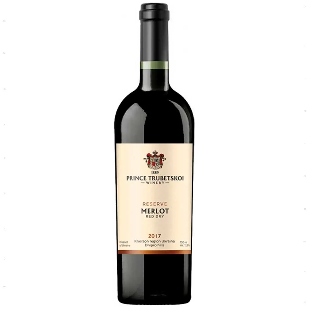 Вино Князь Трубецькой Merlot витримане червоне сухе 0,75л 10-14%