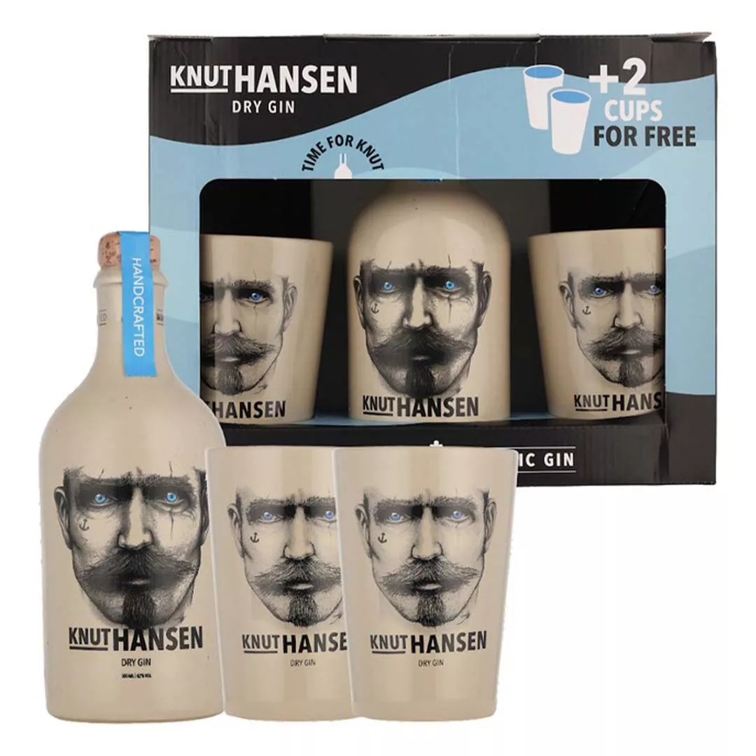 Набор Джин Knut Hansen Dry 42% 0,5л +2 стакана