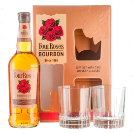 Бурбон Four Roses у подарунковій упаковці з 2-ма склянками 0,7л 40%