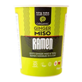 Суп Рамен быстрого приготовления с гречневой лапшой, мисо пастой и имбирем органический King Soba 85 г