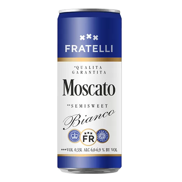 Напій винний Fratelli Moscato Bianco ігристий напівсолодкий 0,33л 10,5-12,5% купити