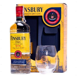 Набір Джин Finsbury London Dry у подарунковій упаковці 0,7л 37,5% + склянка 465 мл