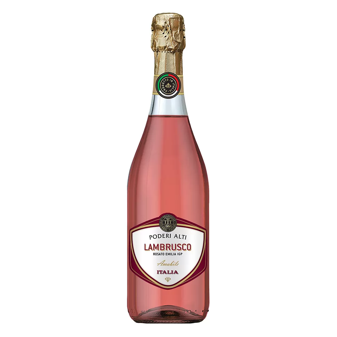 Вино ігристе Poderi Alti Lambrusco dell'Emilia рожеве напівсолодке 0,75л 7,5%