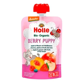 Пюре Berry Puppy з яблуком, персиком та лісовими ягодами органічне (з 8 місяців) Holle 100г