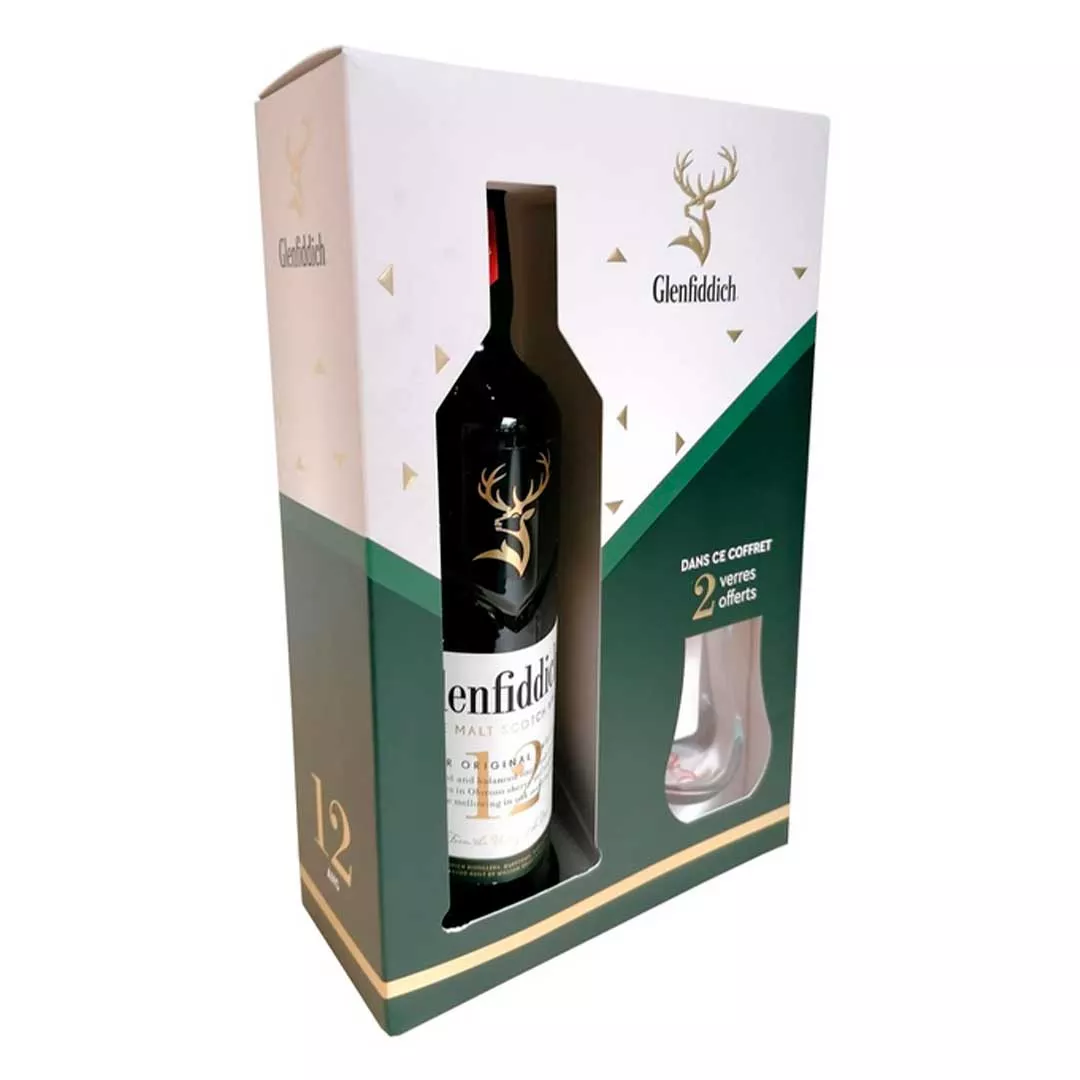 Виски Glenfiddich 12-летний 0,7 л 40% + 2 стакана