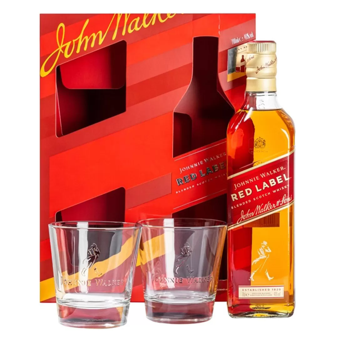 Виски Johnnie Walker Red Label 0,7л 40%+2 стакана подарочной упаковке