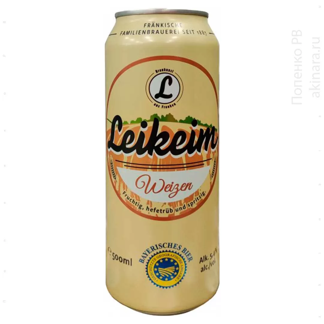 Пиво Leikeim Weisse светлое нефильтрованное 5,4% 0,5л