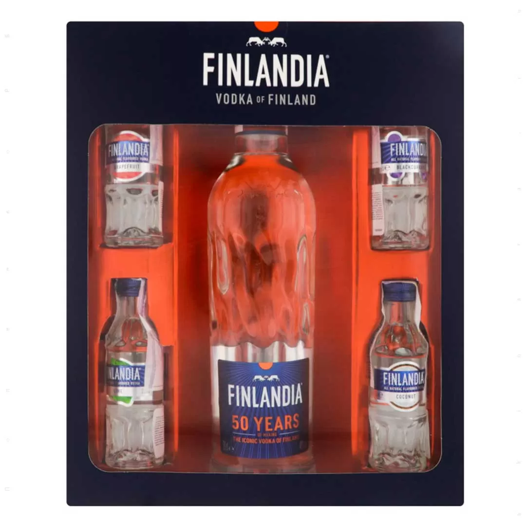 Горілка Finlandia 0,5л 40% + 4 смакові мініатюри 0,05л 40%