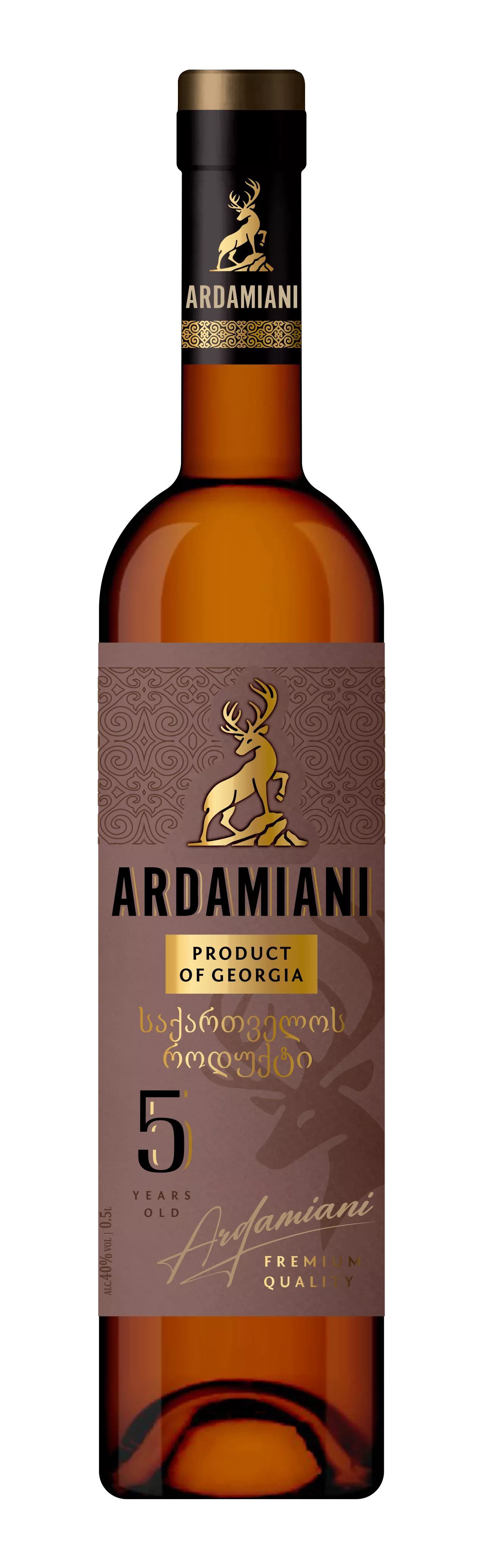 Бренді ординарний Ardamiani витримка п'ять років 0,5 л 40%