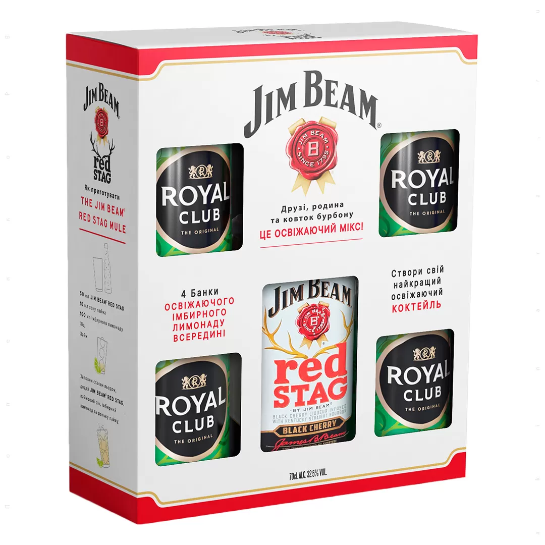 Ликер Jim Beam Red Stag Cherry 0,7л 32,5% + Royal Club Ginger Ale