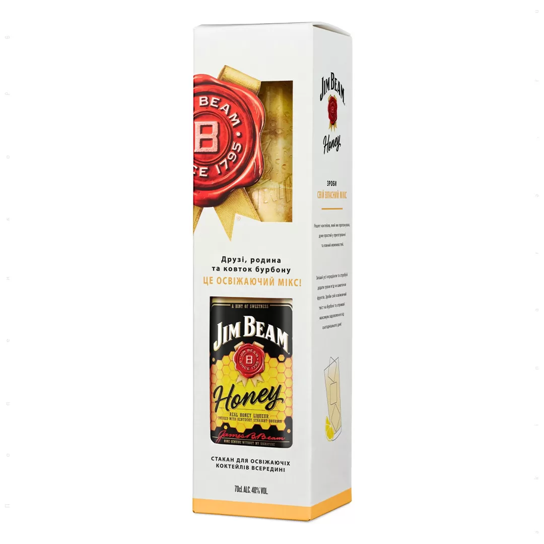 Лікер Jim Beam Honey 0,7л 32,5% + 1 склянка Хайбол