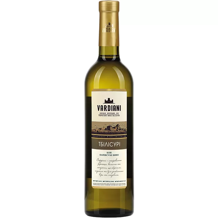Вино Vardiani Тбілісурі біле напівсухе 0,75л 9,5-14%