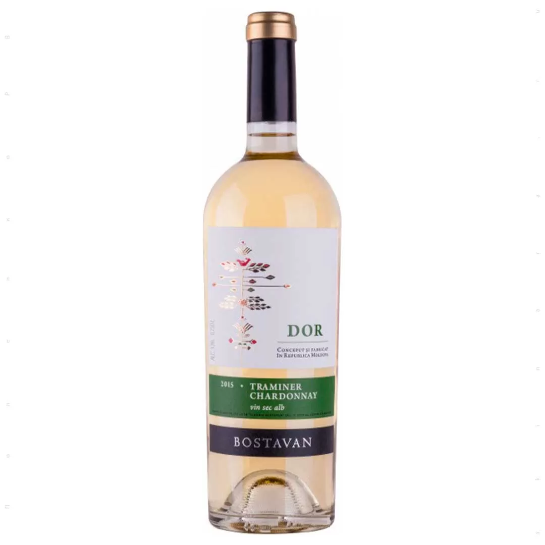 Вино Bostavan DOR Traminer & Chardonnay біле сухе 0,75л 13%