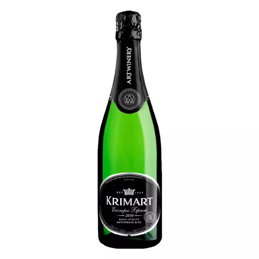 Ігристе вино Krimart біле екстра брют в тубусі 0,75л 10-13,5%