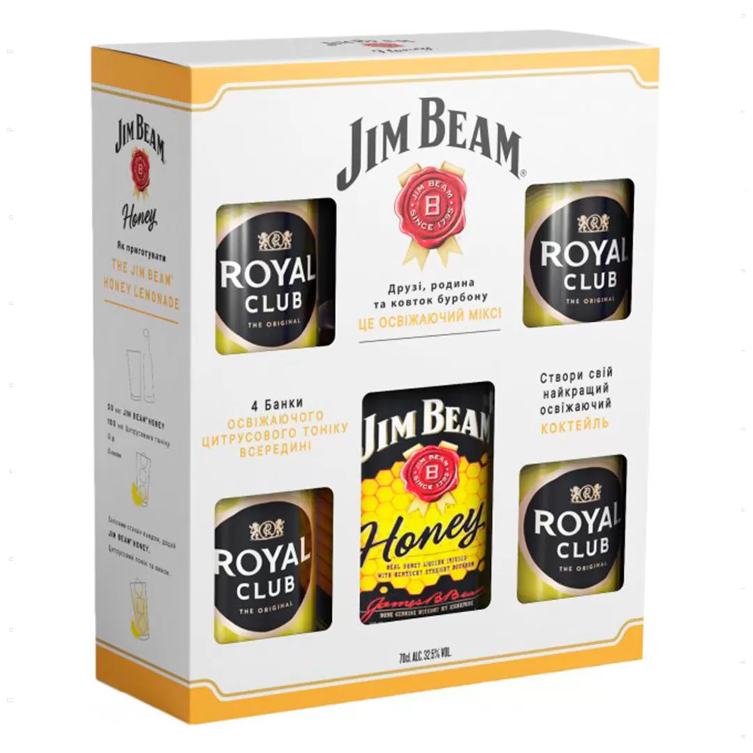Лікер Jim Beam Honey 0,7 л 32,50% + Royal Club Bitter Lemon
