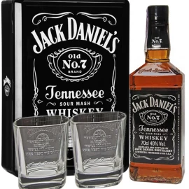 Виски Jack Daniel's в металлической коробке с двумя стаканами 0,7л 40% купить