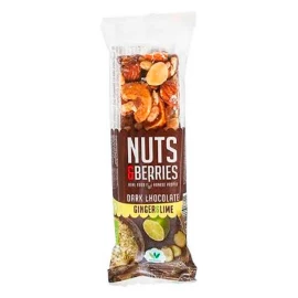Горіховий батончик з імбиром, лаймом і чорним шоколадом органічний Nuts&Berries 40 г