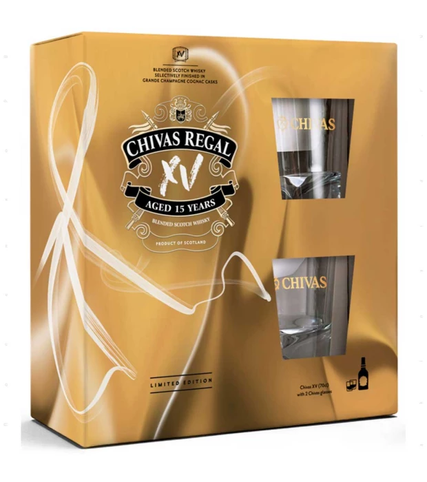 Віскі Chivas Brothers Limited XV 15 років витримки 0,7 л 40% в подарунковій упаковці + 2 склянки