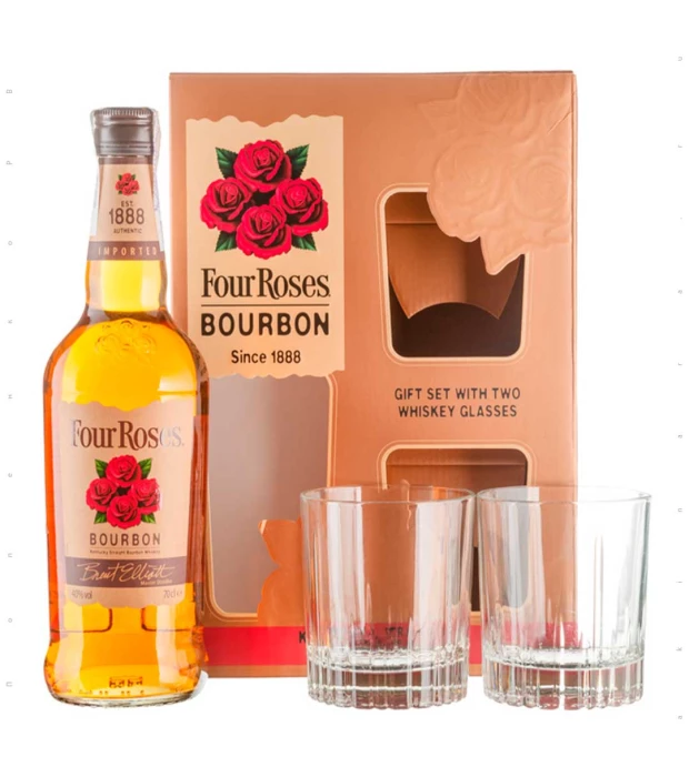 Бурбон Four Roses в подарочной упаковке с 2-мя стаканами 0,7л 40%