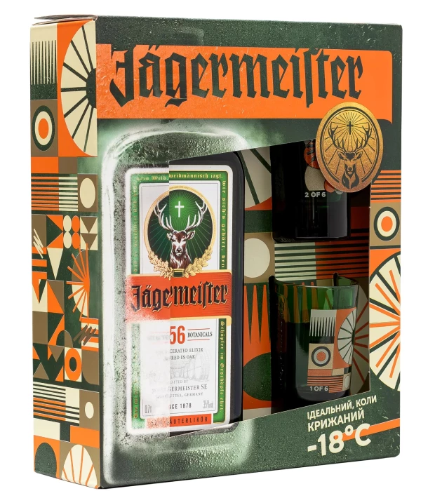 Набір лікер Jagermeister 0,7 л 35% + 2 баугауз шоти 40мл