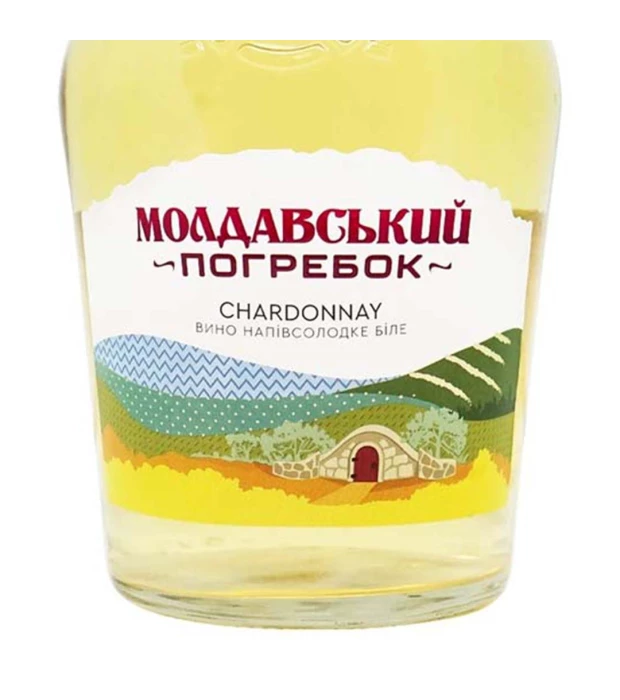 Вино Молдавский Погребок Chardonnay белое полусладкое 1л 13% купить