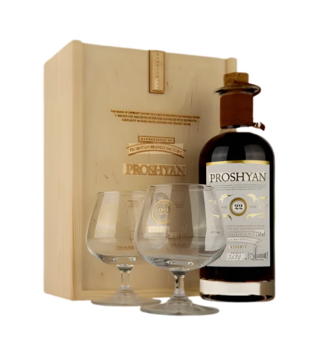 Бренді вірменський Прошан 22 роки 0,75 л 40% з келихами