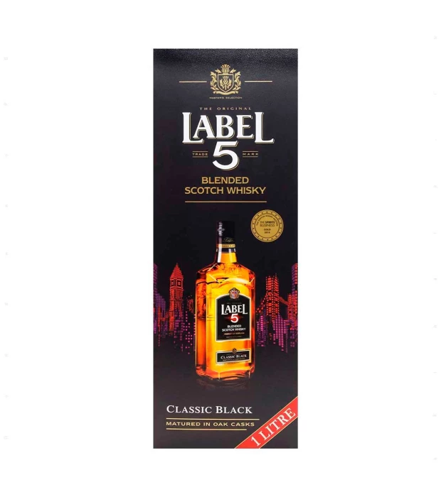 Виски Label 5 Premium Black Blended Scotch Whisky в подарочной упаковке 0,7л 40%